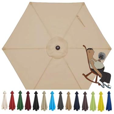 Imagem de Guarda-sol De Substituição Guarda-sol Capa De Tecido De Guarda-sol De Substituição Com 6 Costelas Guarda-sol De Substituição Pano De Guarda-sol Para Jard, Khaki, 2.7m/8.8ft