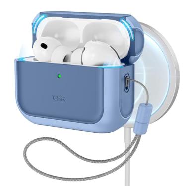 Imagem de ESR Capa para AirPods Pro 3, compatível com AirPods Pro 3ª geração (2025), compatível com MagSafe, capa de proteção total contra quedas com cordão, azul marinho