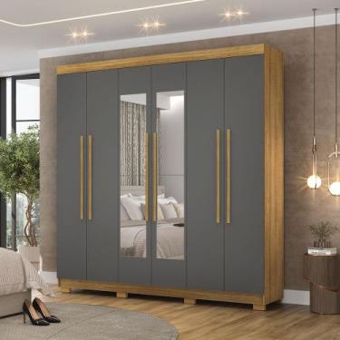 Imagem de Guarda Roupa Casal Doral 6 Portas de Bater 2 com Espelhos 2 Gavetas Na