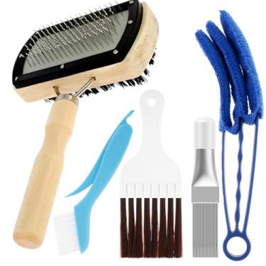 Imagem de kaimenhong Kit de ferramentas de limpeza AC, kit de limpeza de barbatana de ar condicionado, pente de barbatana de metal, escova dobrável azul, escova de limpeza de bobina CA dupla face para