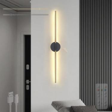 Imagem de Luzes de parede LED operadas por bateria com controle remoto e controle de toque, lâmpadas de parede reguláveis recarregáveis magnéticas giratórias de 350° Arandelas de parede sala de estar quarto