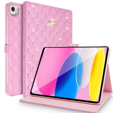 Imagem de Changjia Capa para iPad 8ª/7ª de 10,2 polegadas, design de coroa, brilhante, brilhante, elegante, couro PU, capa à prova de choque para Apple iPad 8ª geração 10,2 polegadas 2020/iPad 7ª geração 2019