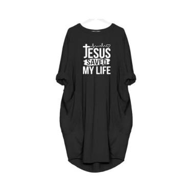 Imagem de Vestido Casual De Verão plus Size Para Mulheres Com Estampa JESUS SALV