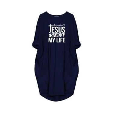 Imagem de Vestido Casual De Verão plus Size Para Mulheres Com Estampa JESUS SALV