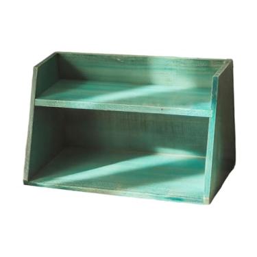 Imagem de Ｂｅｓｇａ Organizador de de Madeira, Organizador de Maquiagem, Prateleira de Exposição, Caneca, Armazenamento de Chá para Cômoda, Azul Verde, Tamanho real