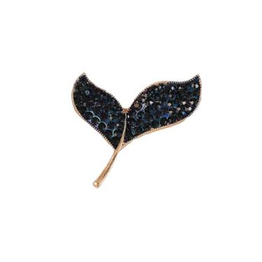 Imagem de Broche de cauda de sereia com strass para mulheres, banhado a ouro, moderno, conjunto de cristal azul, rabos de peixe, broches, alfinetes, alfinetes, xale, cachecóis, terno acessórios para vestido