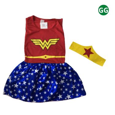 Imagem de Kit Fantasia Super Heroína Maravilha Infantil GG