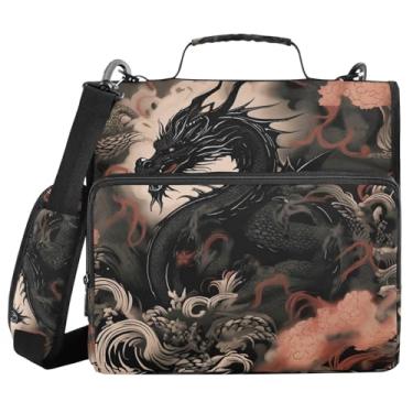 Imagem de Msyxl Fichário de dragão fantasia vintage com zíper organizador de 3 anéis com alça de ombro comporta 500 folhas à prova d'água para estudantes escolares