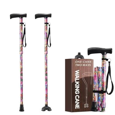 Imagem de YOKABOZE Bengala Feminina Para Estabilidade, Equilíbrio Idosos, Altura Ajustável, Antiderrapante, Leve, Dobrável Em Alumínio