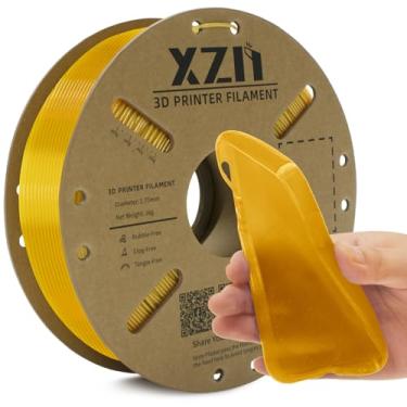 Imagem de XZN Filamento TPU 1,75 mm 95A Filamento de impressora 3D flexível macio, carretel de 1 kg (1 kg), precisão dimensional +/- 0,02 mm (TPU dourado transparente)