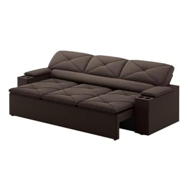 Imagem de Sofá Reclinável Pop 2,05m, 3 Lugares, Retrátil e Reclinável, Chocolate, Velosuede por Netsofas
