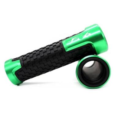 Imagem de 22 mm 7/20.3 cm Punhos de mão de borracha para guidão Tampas de extremidade de barra de alavanca para motocicleta compatível com FZ6 FA&zer FAZER600 FZ6S FZ6N FZ6S2 FZ6 (A-Green)