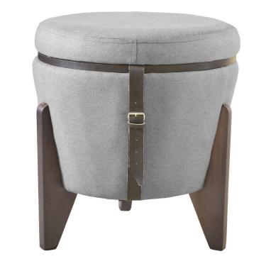 Imagem de Puff apoio pés multifuncional mesa baú kit 2 cinza 51x47cm