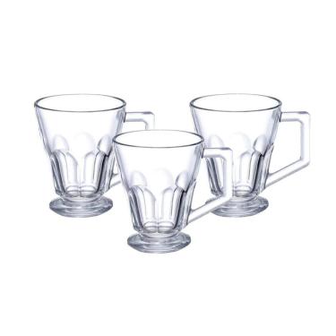 Imagem de Jogo C/3 Xícaras de Vidro Casablanca Transparente 185ml P/ Chá Café Bebidas