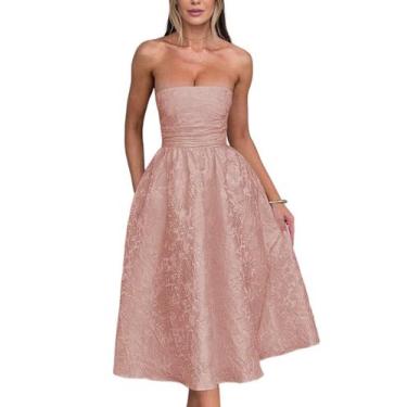 Imagem de Vestido EEMEII Summer sem alças Homecoming com bolsos rosa empoeirado