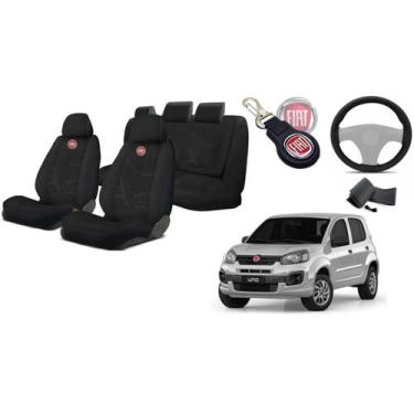 Imagem de Capas Distintas Uno 2012-2018 + Capa Volante + Chaveiro - Kit - Iron T