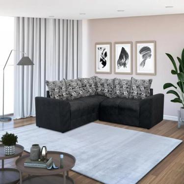 Imagem de Sofá de Canto Ideal Ellegance Relax - Alpoim, Preto C/ Floral 601/33