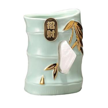 Imagem de Porta-lenços de papel chinês suporte de caixa de lenços capa de caixa de café mesa de café cerâmica dispensador de lenços faciais para casa sala de estar quarto escritório decoração suporte de caixa