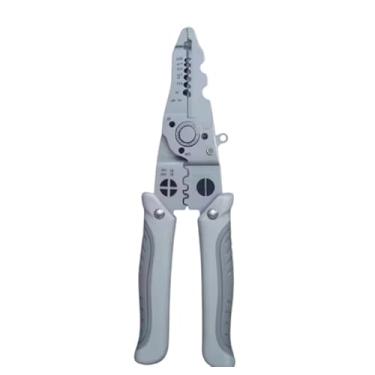 Imagem de Alicate Eletricista Profissional, Ferramenta Manual Multifuncional, Cinza, Aço Inoxidável, com Medidor de Rosca M3-M5, para Uso em Instalações Elétricas