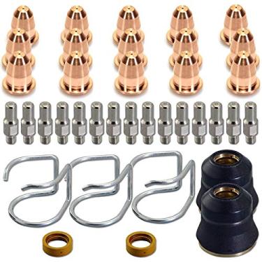 Imagem de AWLOLWA 37 peças de maçarico cortador de plasma S45 kit de acessórios PR0010 eletrodos PD0116-08 pontas de bocal guia espaçador tampa de retenção difusor de gás CV0010 consumíveis para lanterna S45
