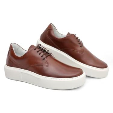 Imagem de Tênis Casual Masculino em Couro de Luxo Solado Alto Estilo Confort Premium