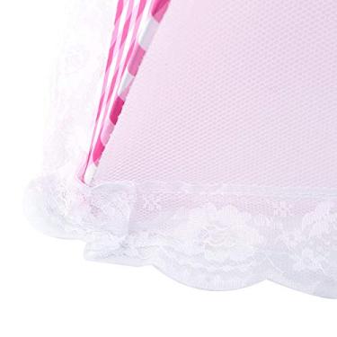 Imagem de Ailgely Capa de Malha de Alimentos Dobrável, Malha de Cúpula Pop-up, Rede de Insetos Vespas, Ferramenta de Cozinha para Churrasco 32x31cm, Perfeita para Proteger Sua Comida de Insetos (Rosado)