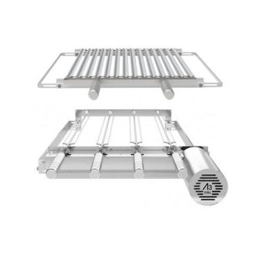 Imagem de Churrasqueira Giratória Ajustável para 4 Espetos Inox com Suporte Ajus