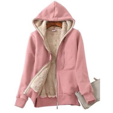 Imagem de Moletom com capuz, casaco Yeokou para mulheres, rosa, tamanho L