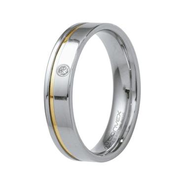 Imagem de Aliança de Aço Plus com Filete em Ouro 10k e Zircônia 6mm