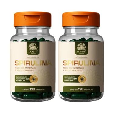 Imagem de Spirulina em Cápsulas Ca.Nuts | Superalimento Natural – Mais Energia e Imunidade Forte – Rica em Proteínas, Ferro, Vitaminas – Vegana e Sem Glúten (2 Potes - Para 60 dias (240 Cápsulas))