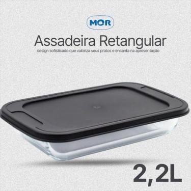 Imagem de Lasanheira Travessa com Tampa 2,2 Litros Retangular Funda Grande de Vi