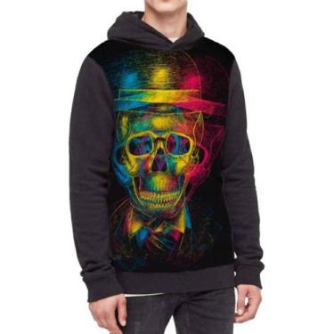 Imagem de Moletom Com Capuz Caveira Full Print Ref:20 - smoke, Preto, GG