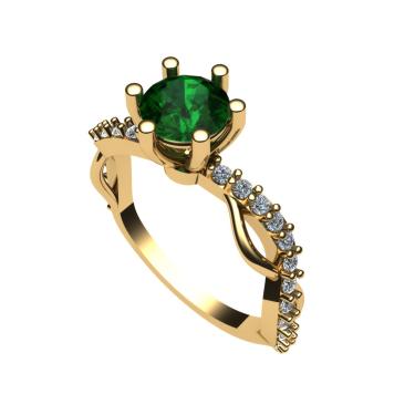 Imagem de Anel fio trançado esmeralda e diamantes ouro 18k