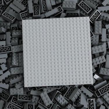 Imagem de Tijolos de construção HUIZDQ 500 peças com placa de base cinza