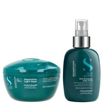 Imagem de Kit Alfaparf Semi Di Lino Reconstruction - Máscara Suave 200ml + Fluíd