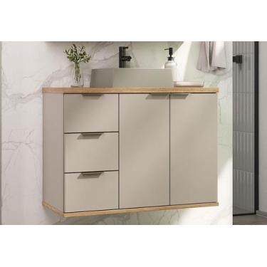 Imagem de Gabinete de banheiro aqua 76cm estilare gab4002 nude/carvalho