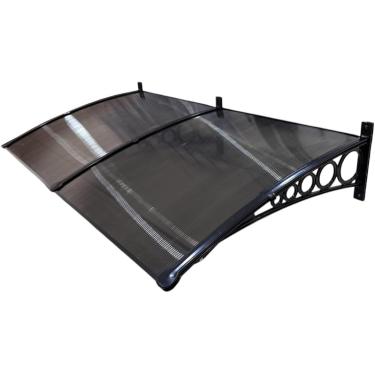 Imagem de Toldo Policarbonato 2,60x0,50m Cobertura para Portas e Janelas Imperial com Fita de Vedação Proteção Casa e Comércio com Filtros de Raios UV (FUME COM PRETO)