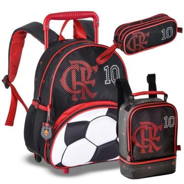 Imagem de Kit Mochila Rodinhas C/ Lancheira e Estojo OFICIAL FLAMENGO-Unissex