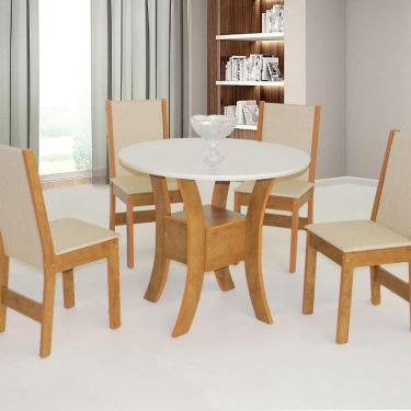 Imagem de Mesa De Jantar 4 Cadeiras Freij?-off White Ayla M?veis S?o Carlos Madeira