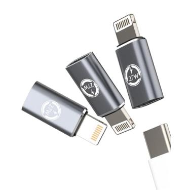 Imagem de Adaptador USB C fêmea 27W para Lightning macho (pacote com 3) carregador rápido para iPhone 14 13 12 Pro Max conversor para Apple tipo C adaptador de porta de cabo para iPad PD transferência de