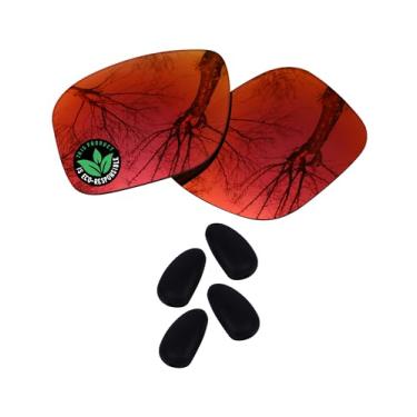 Imagem de Raydi Lentes de reposição de policarbonato e protetores de nariz para óculos de sol Maui Jim Red Sands - Espelho vermelho fogo - Polarizado