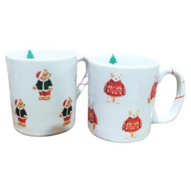 Imagem de Jogo 2 Canecas Porcelana 280ml Natal Decoração Charmosa Presentes Fim De Ano Mesa Posta Só Art's (Ursinhos Natal)