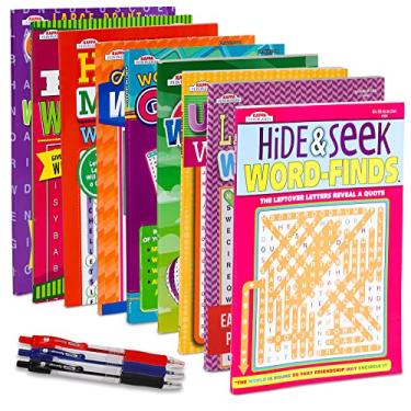 Imagem de VARIETY SAVINGS Pacote com 9, 750 + livros grandes de quebra-cabeça de pesquisa de palavras para adultos, idosos, estimulação cerebral, livros de atividades impressas gigantes (pacote variado a granel