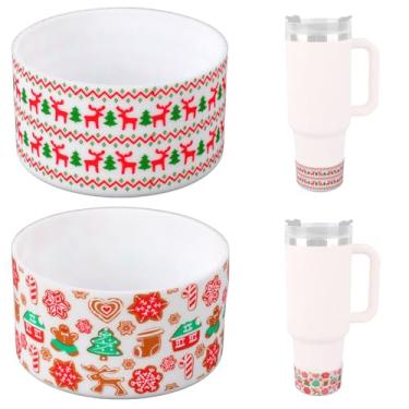 Imagem de 2un Base de Silicone Natalina para Stanley Cup, Manga Protetora Copos Festa Tampa Fundo Copos Acessórios Todas Garrafas Água com Diâmetro Base de 7,6cm