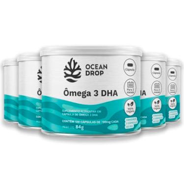 Imagem de Kit 5 Ômega 3 DHA Vegano Ocean Drop 120 Cápsulas