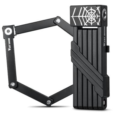 Imagem de Cableet Cadeado compacto dobrável para bicicleta – Trava de liga de zinco resistente antifurto para bicicletas, e-bikes e scooters, mini cadeado portátil à prova d'água com chaves e suporte de moldura