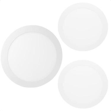 Imagem de Kit 3 Painel De Led Redondo Embutir 12w Bivolt Taschibra 4000k Neutro