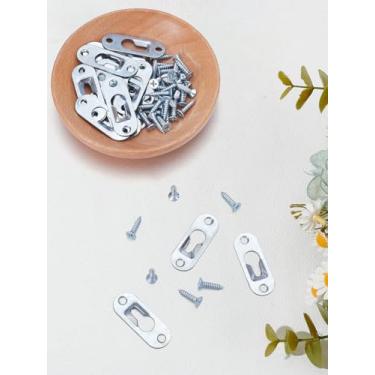 Imagem de 20 peças de cabides de ferro com 40 parafusos, ganchos de platina resistentes, ganchos de arte de parede de metal premium com forte capacidade de carga para decoração de casa de espelho de relógio