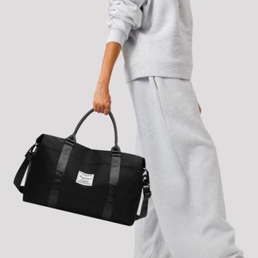 Imagem de Bolsa esportiva feminina com alça de ombro leve para viagem esportiva e uso noturno, Preto, 15.7 x 11.8 x 5.5 inches, Casual