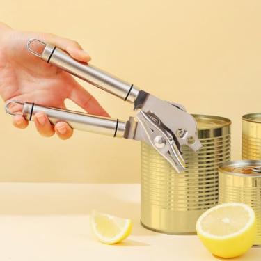 Imagem de Abridor manual de latas e garrafas de borda lisa de aço inoxidável resistente, à prova de ferrugem, ferramenta de cozinha multifuncional